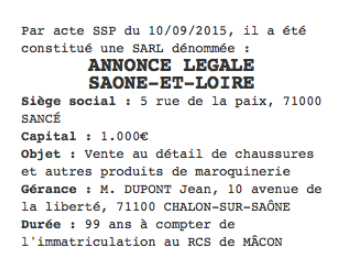 annonce legale saone et loire